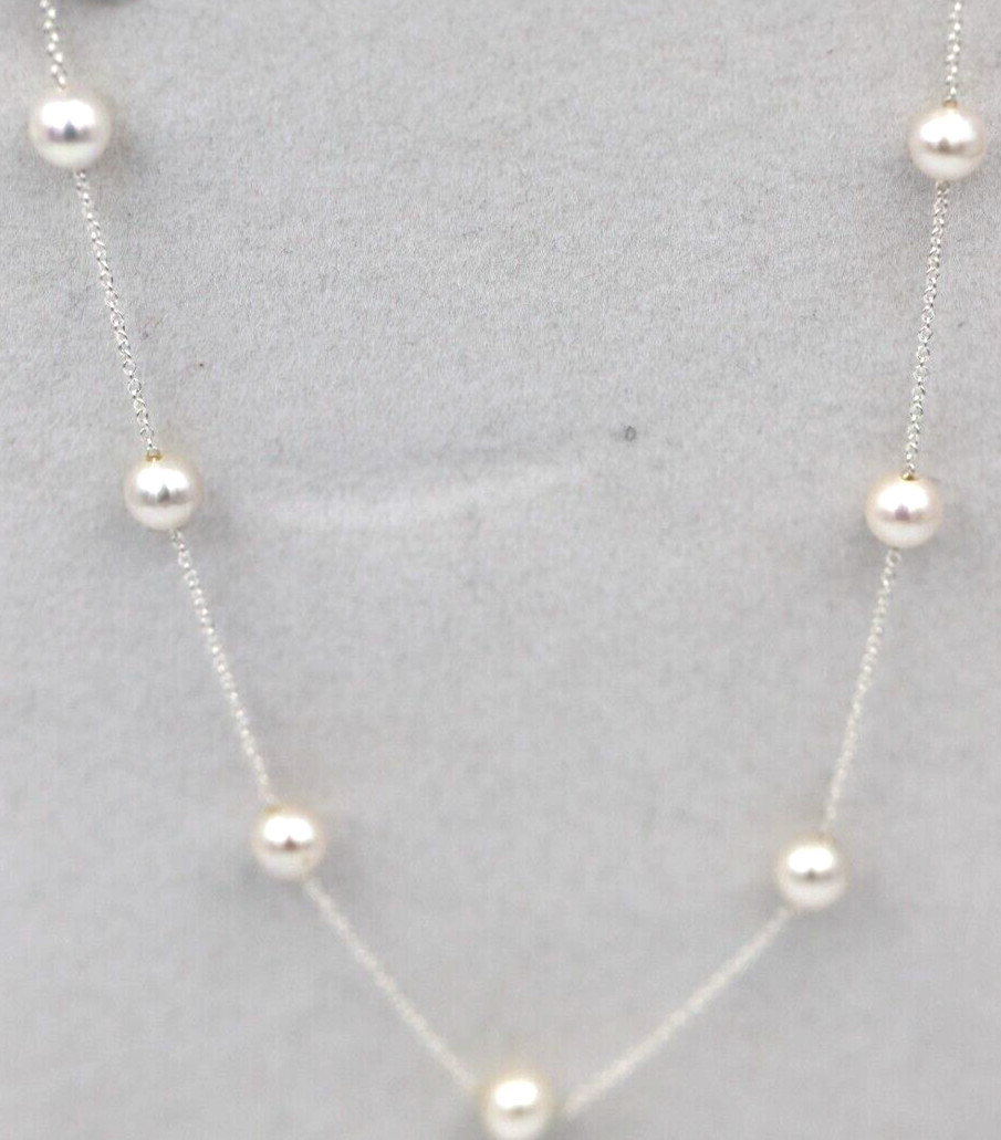 Genuine Sterling Silver Freshwater Cultured Pearl Necklace – 42cm + 5cm Extender