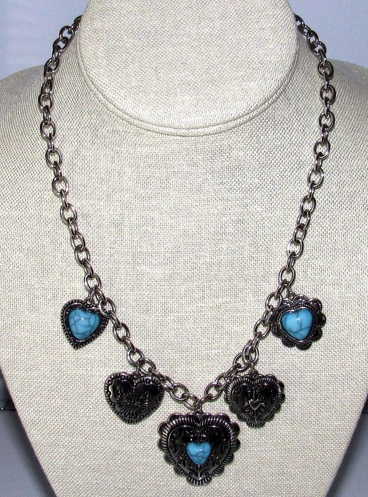 Jessica Simpson Faux Turquoise Heart Dangle Necklace Southwest