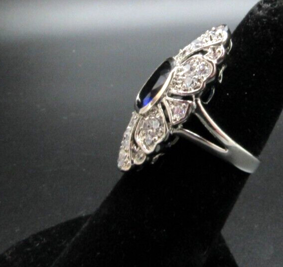 Nolan Miller MONTANA BLUE FACETED CRYSTAL Elongated Ring Size 5 $89