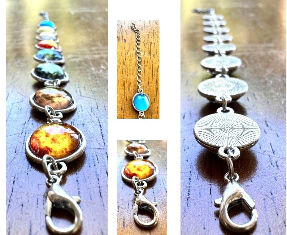 Solar System Bracelet New Planets Earth Universe Moon Sky Lobster Hook Closure