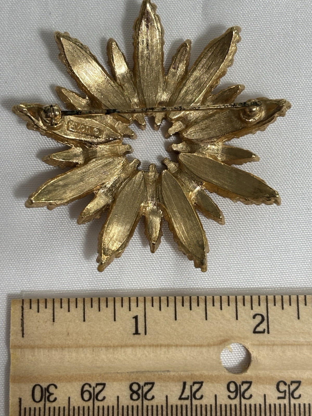 Vintage Avon Signed Gold Tone Starburst Brooch, Circa 1970s