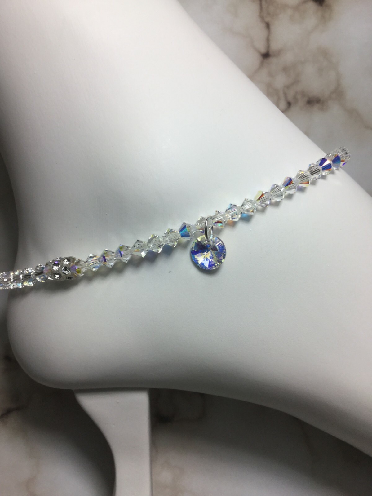 Handmade Clear AB Swarovski Crystal Element Anklet/Ankle Bracelet USA