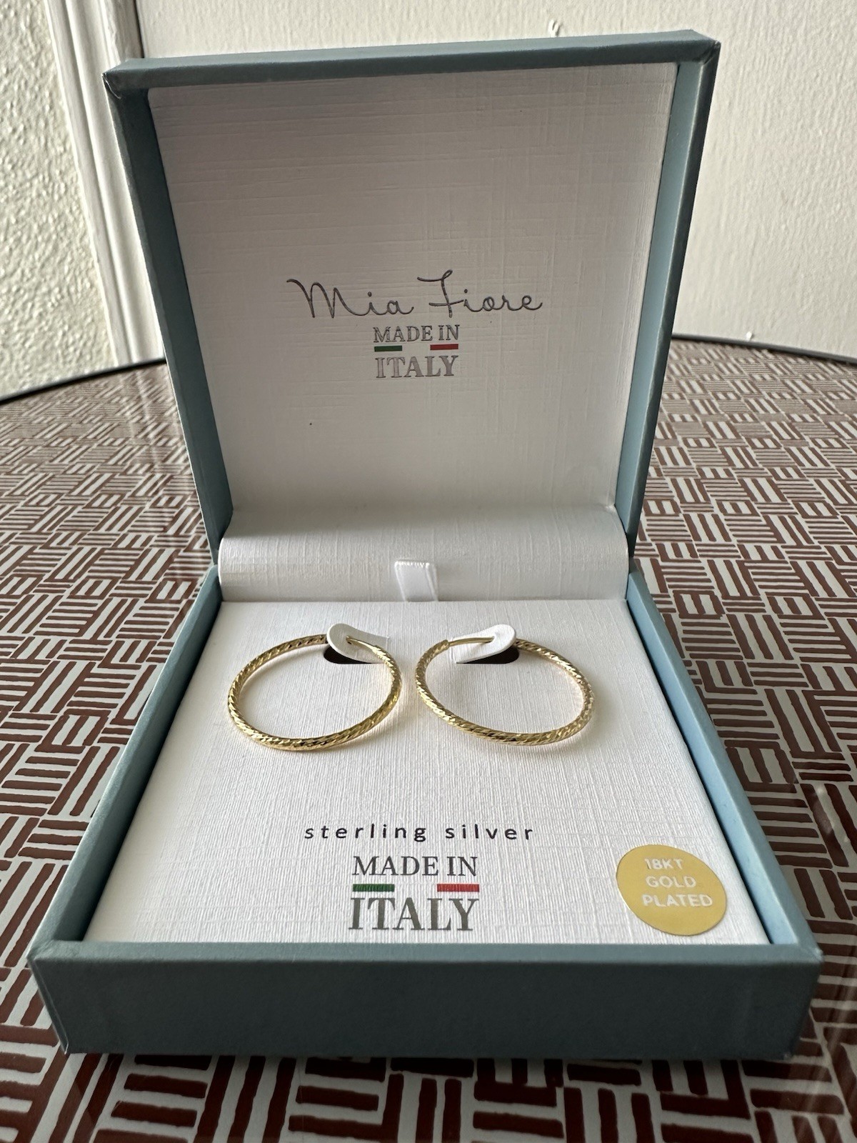 Earing 18 Kt Gold Plated Sterling Silver Made In Italy ￼￼