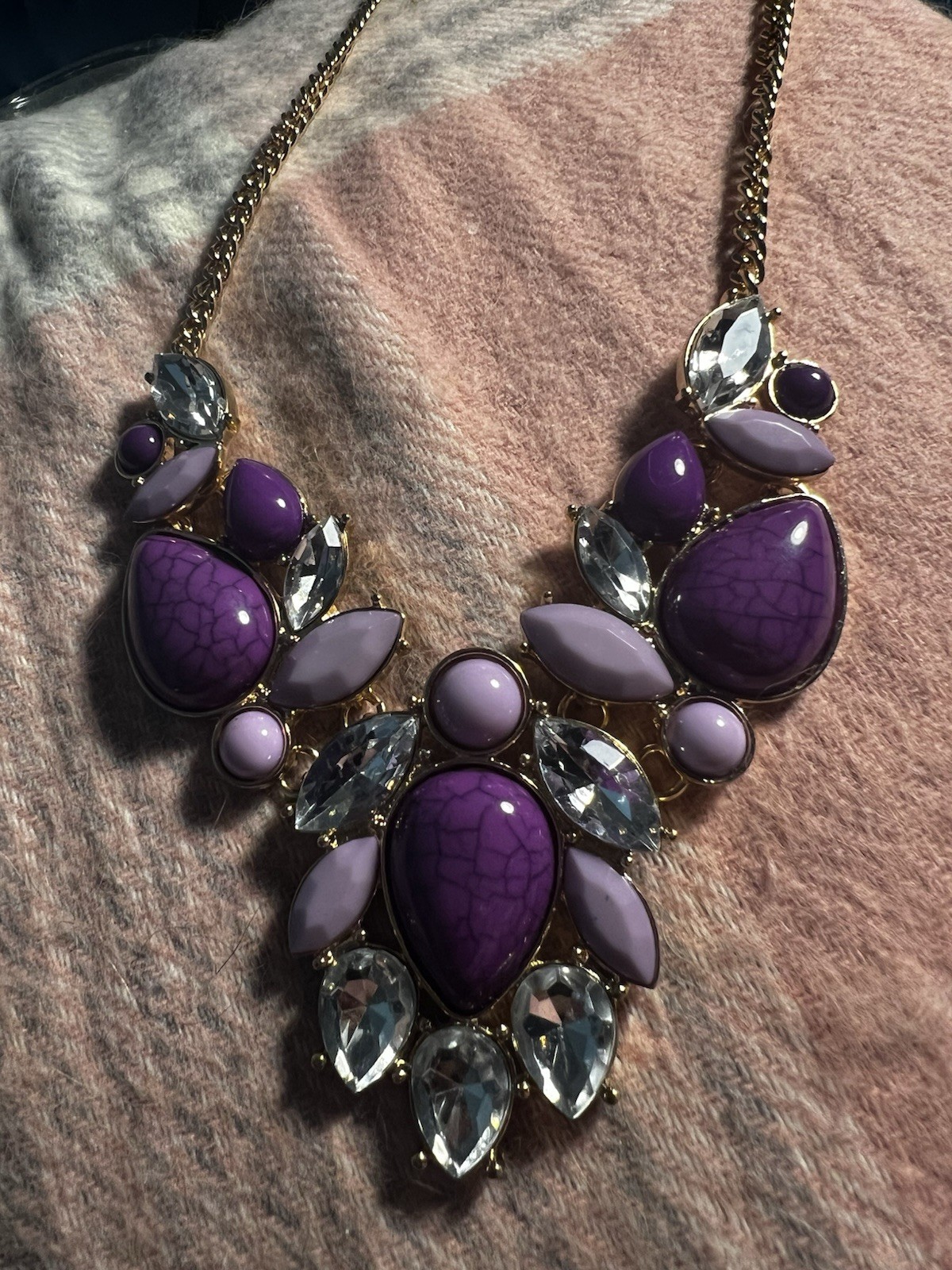 Charming Charlie Statement Necklace approx. 20 inches Purple!
