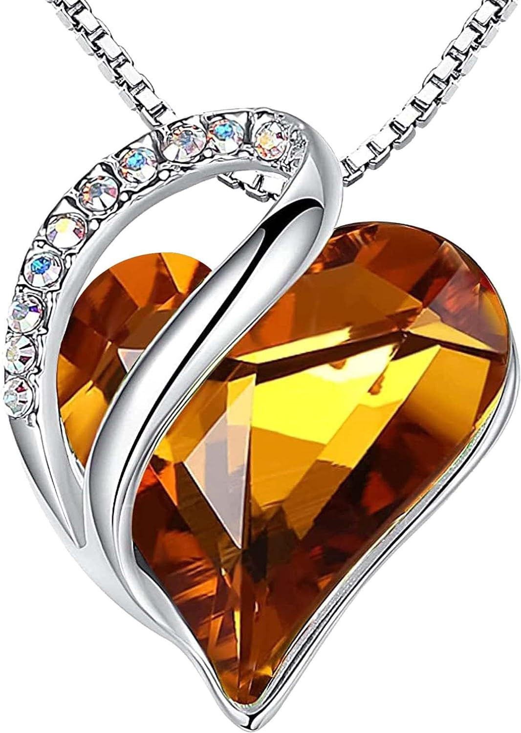 Gift Necklaces for Women, Infinity Love Birthstone Heart Crystal Pendant, Birthd