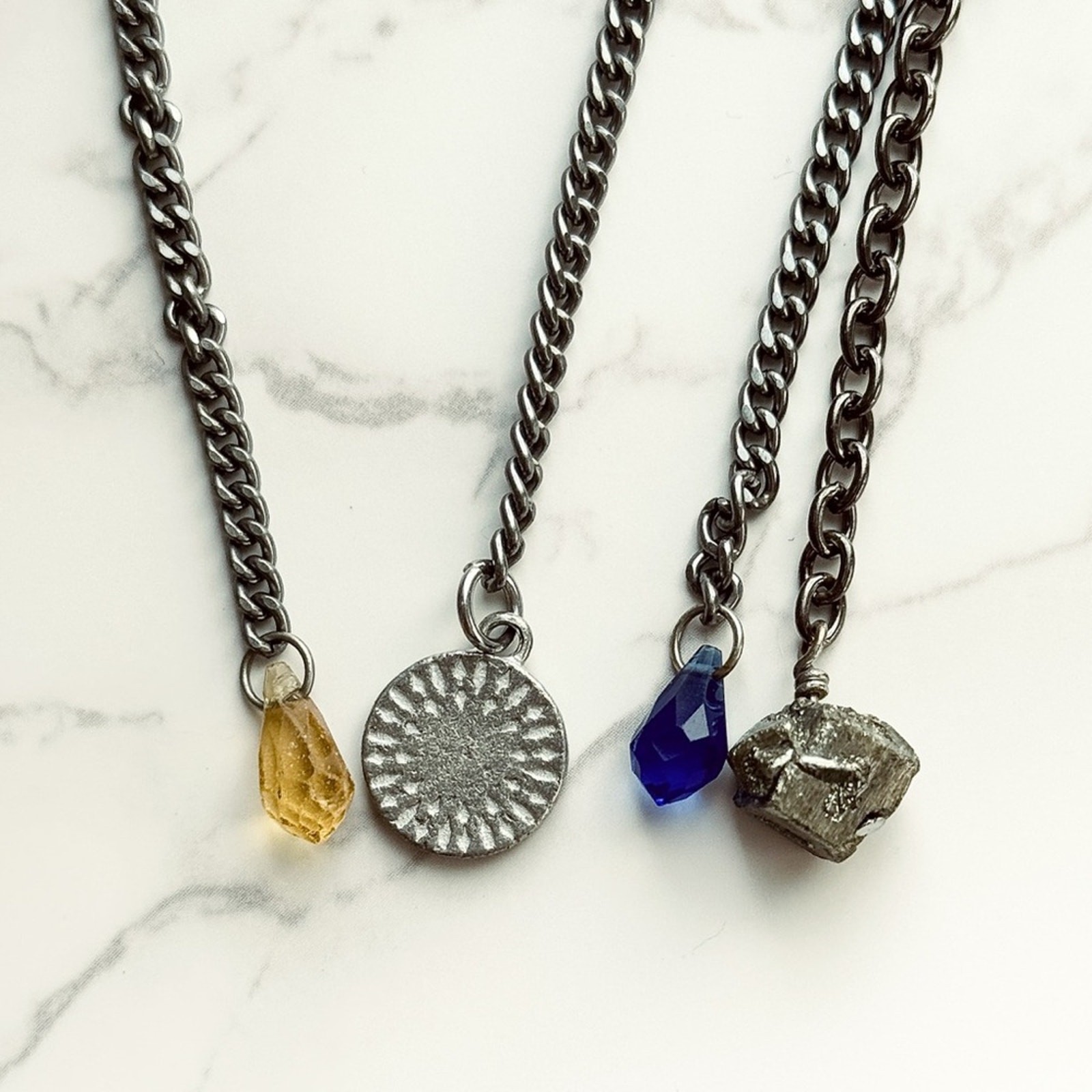 Gemma Redux Multi Chain Necklace Lariat Pyrite ASO Gossip Girl