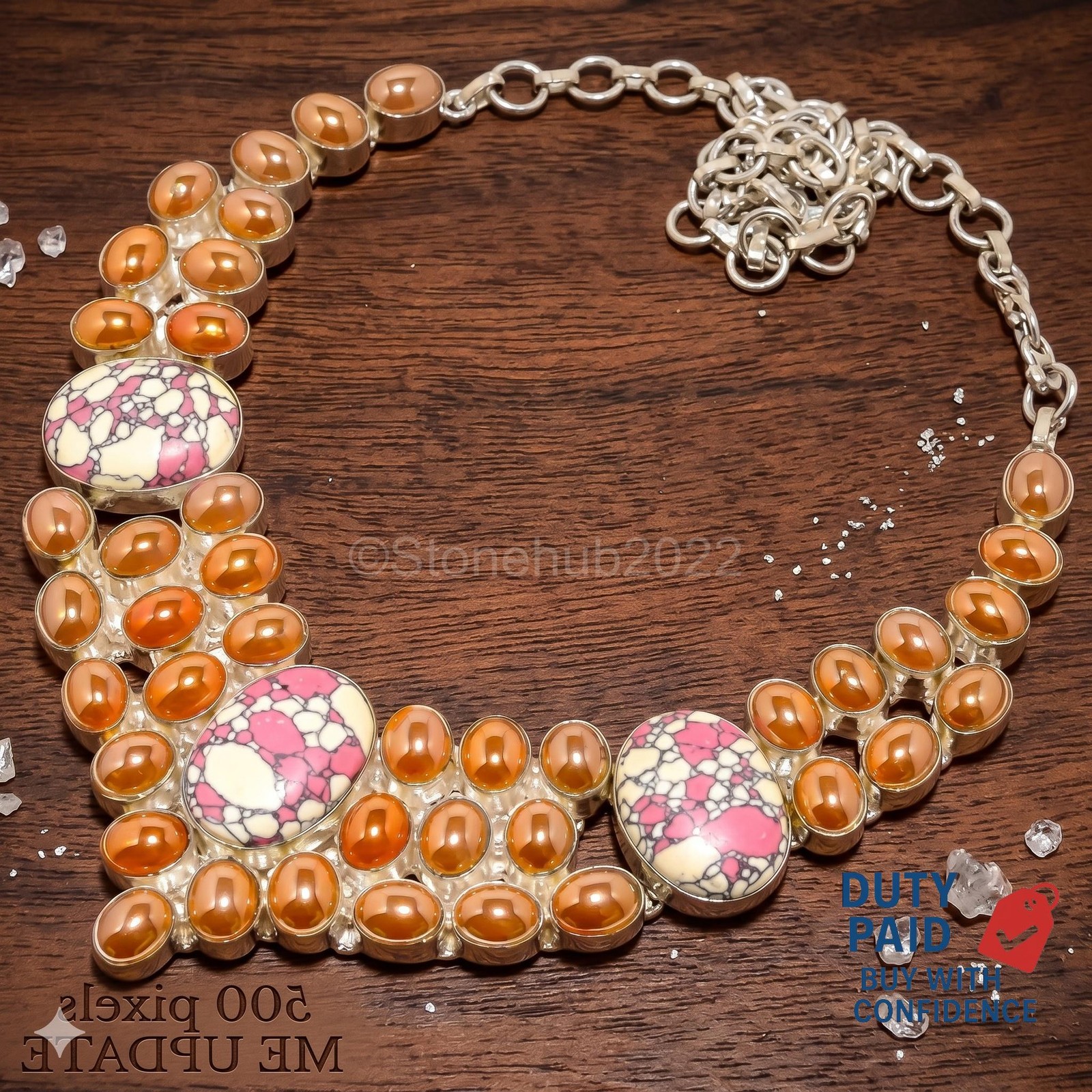 Genuine Jasper Turquoise Bezel Set Wife Vitange Wedding Necklace Silver Plated