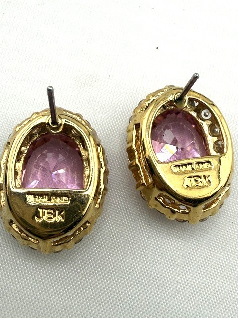Pink and Gold Colored Ring and Earrings set – Size 8