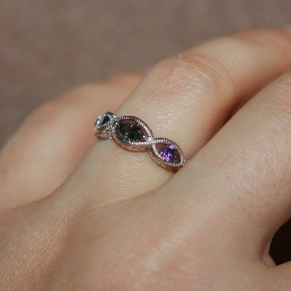 topaz ring gemstone silver jewelry delicate elegant wedding band 5.5 6.5 8.5
