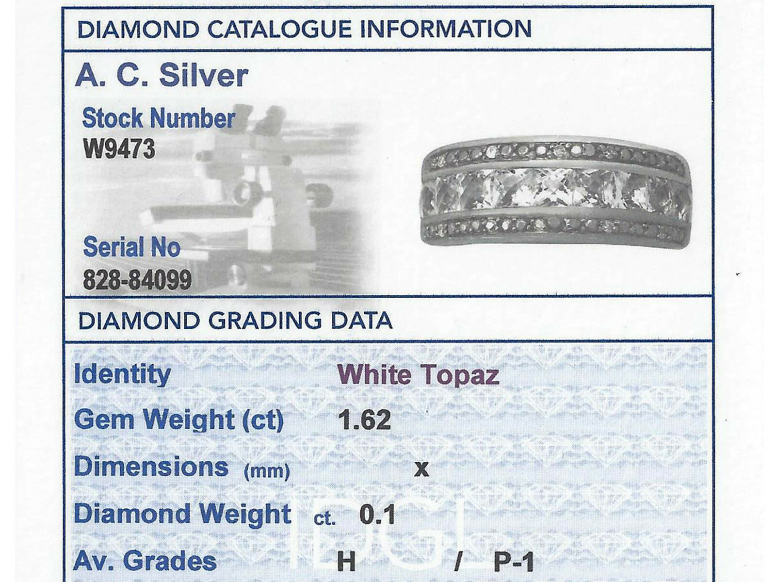 Contemporary, Diamond and 1.62 Ct Topaz 9k White Gold Ring – Size 6.5