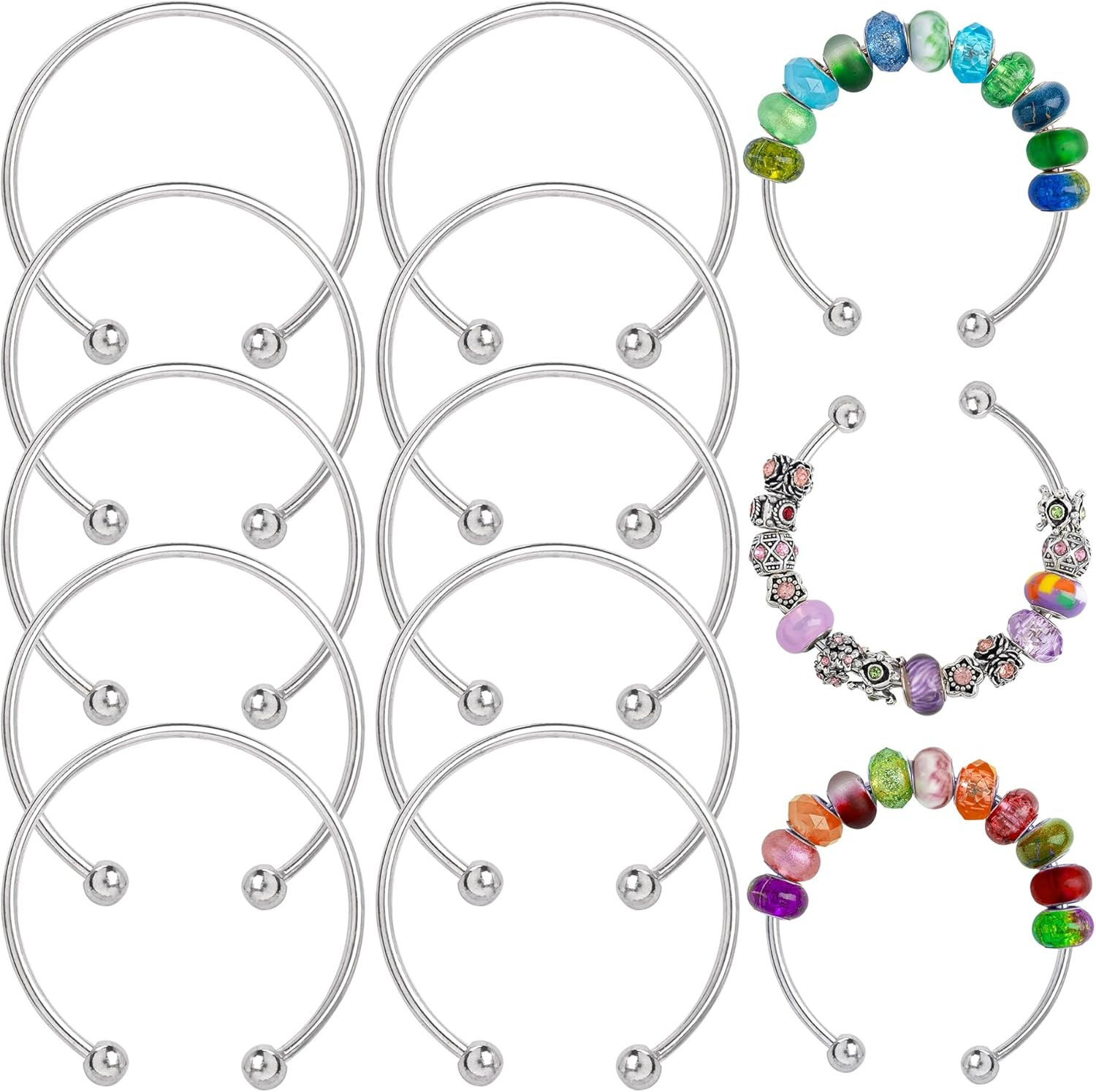 , Ball Opening Adjustable Wire Blank Beadable Bracelet Expandable Cuff for Craft