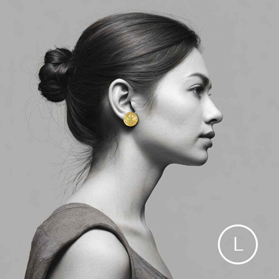 14K Yellow Gold Nugget Sparkle Cut Round Stud Earrings (3 sizes)