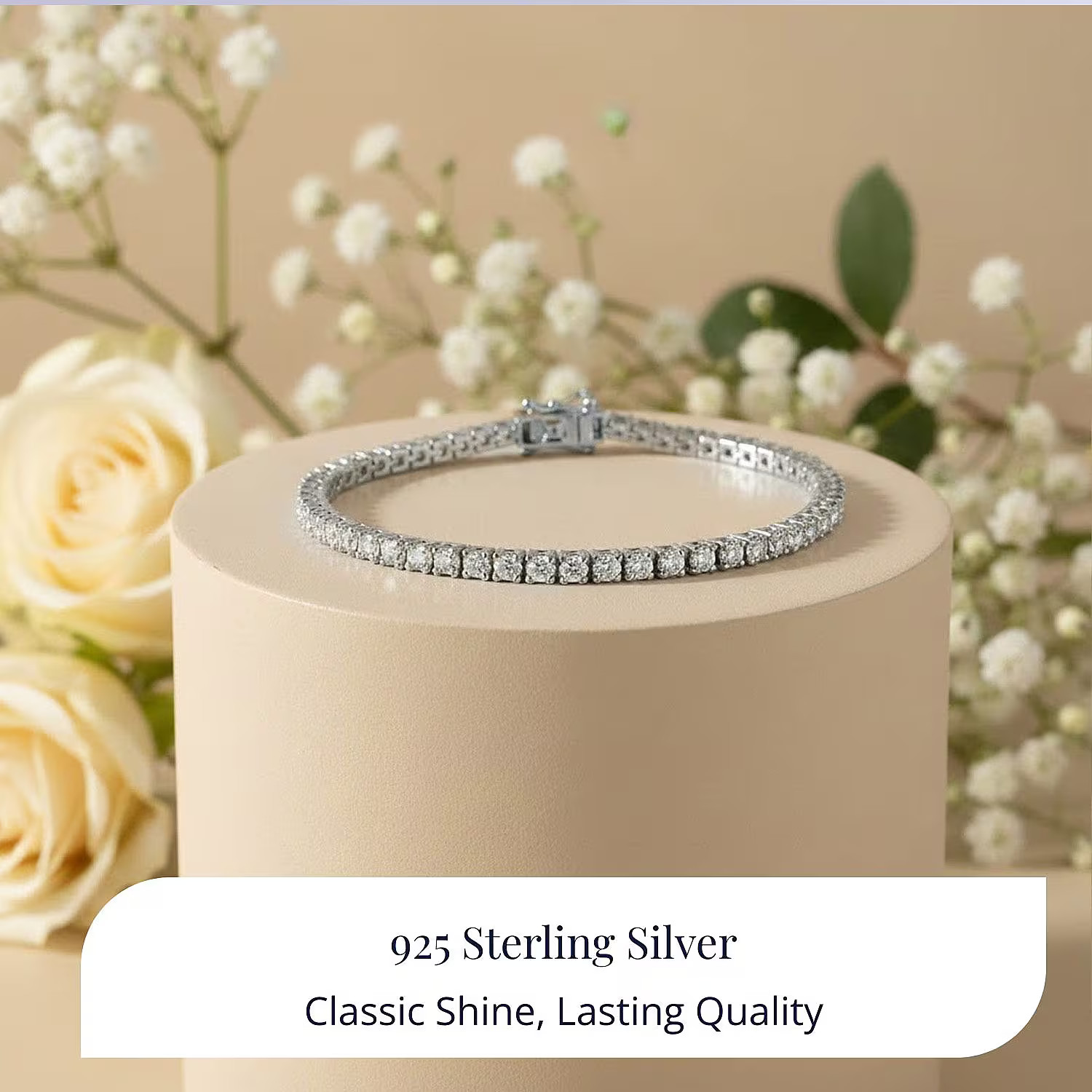 Shop LC Moissanite 6.00 ctw Bracelet in Rhodium Over Sterling Silver 8.00 In