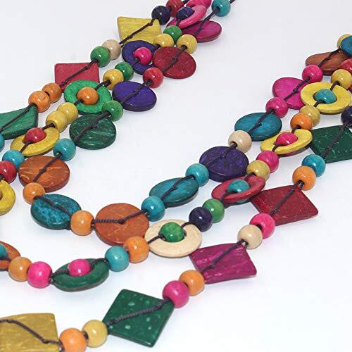 Bohemia Braided Women Neckalce Statement Colorful Round Wooden Beads Chain