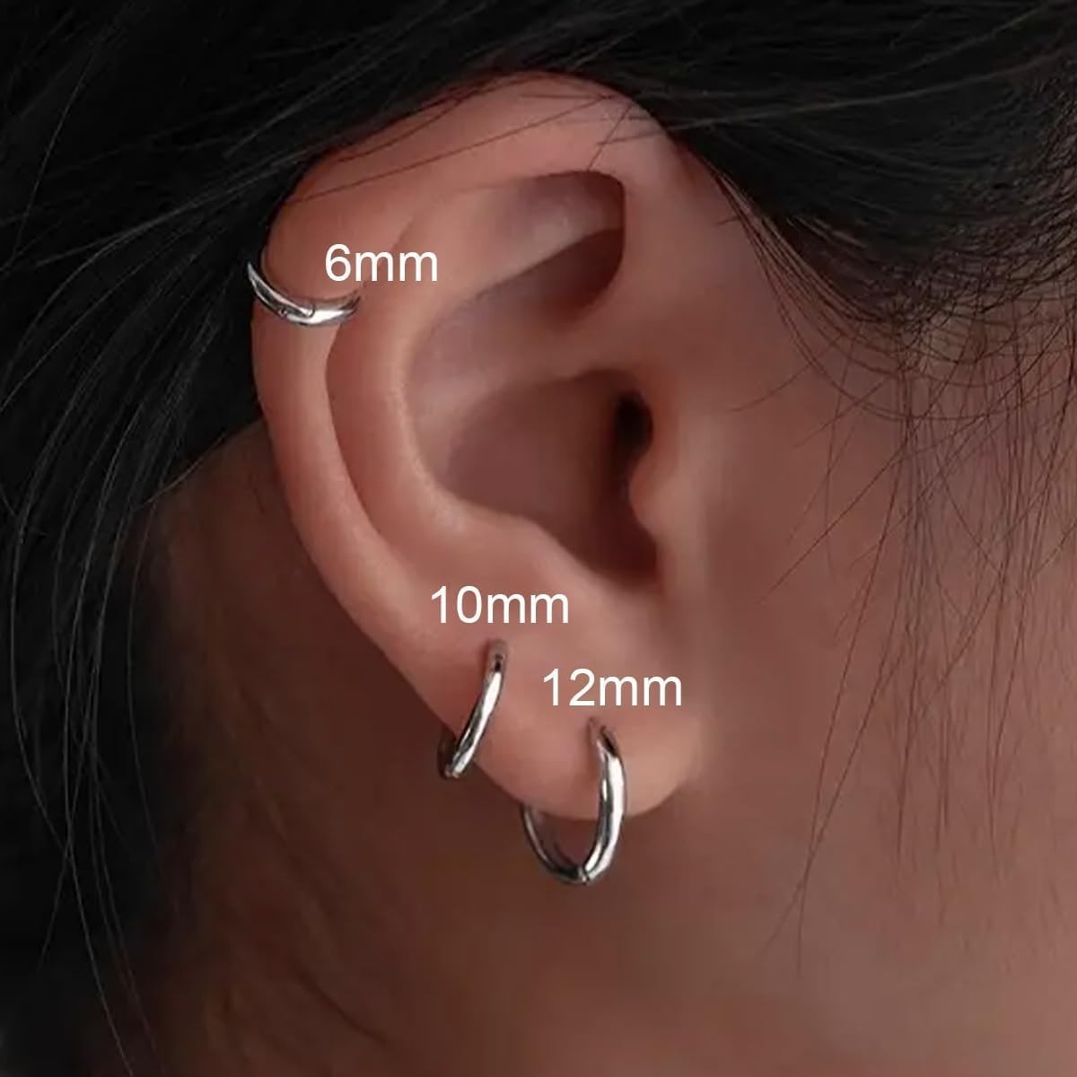 Surgical Steel Huggie Hoop Earrings & Flat Back Studs for Women Men, 6mm-14mm…
