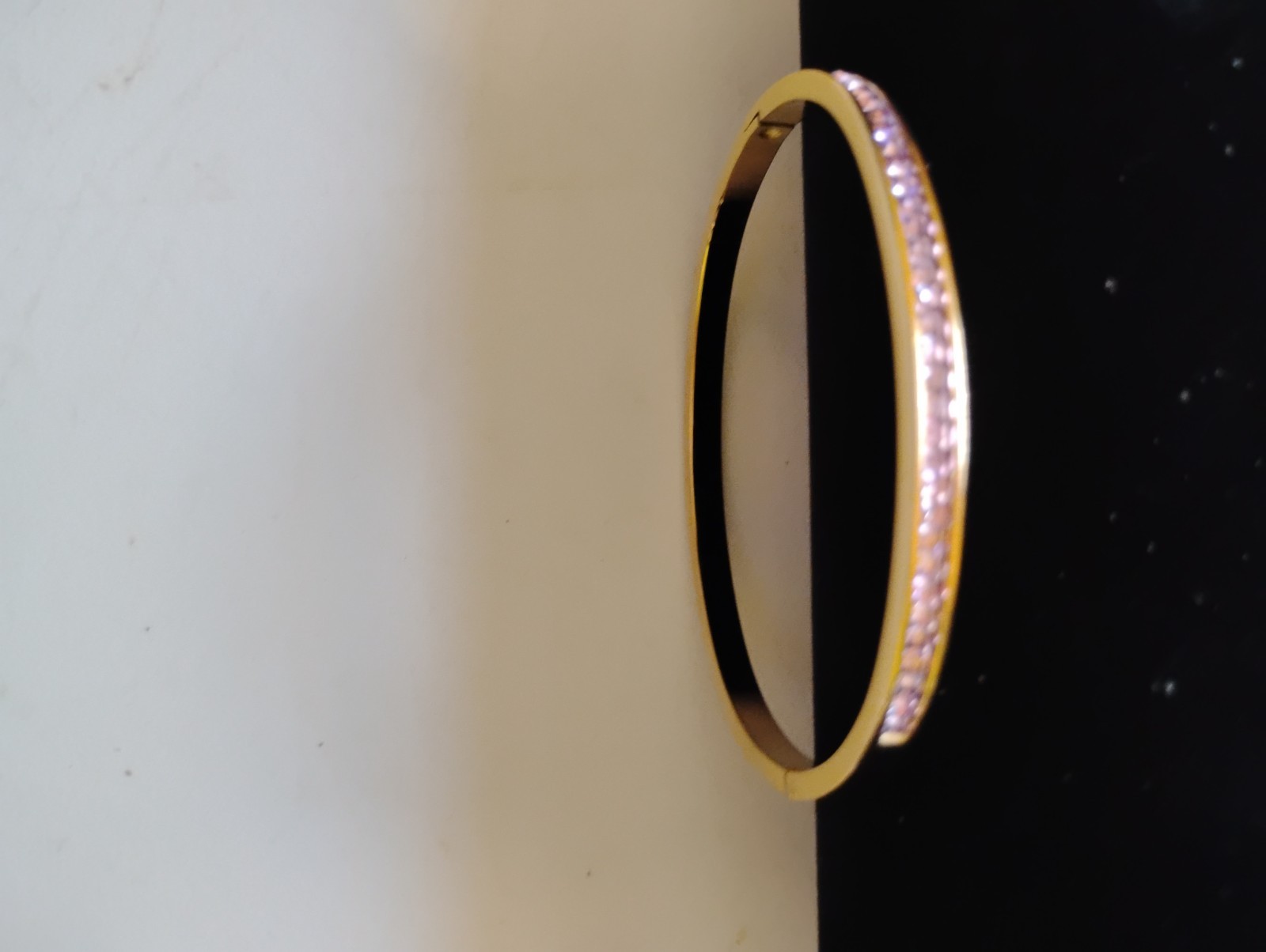 Three-dimensional geometric bangle for women in 304 stainless steel, 18k plated