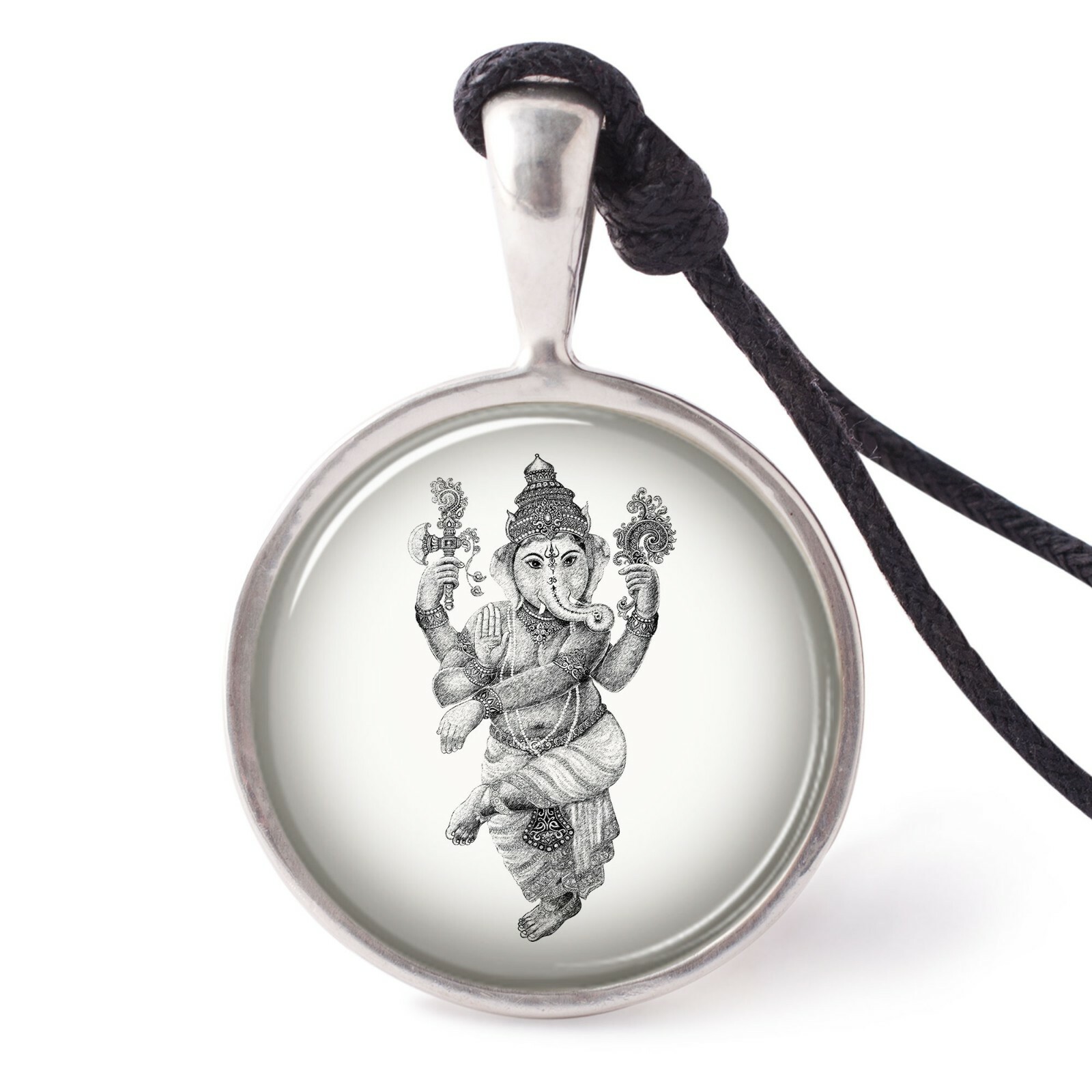 The Hindu God Ganesh Necklace Pendants Pewter Silver Jewelry JNP