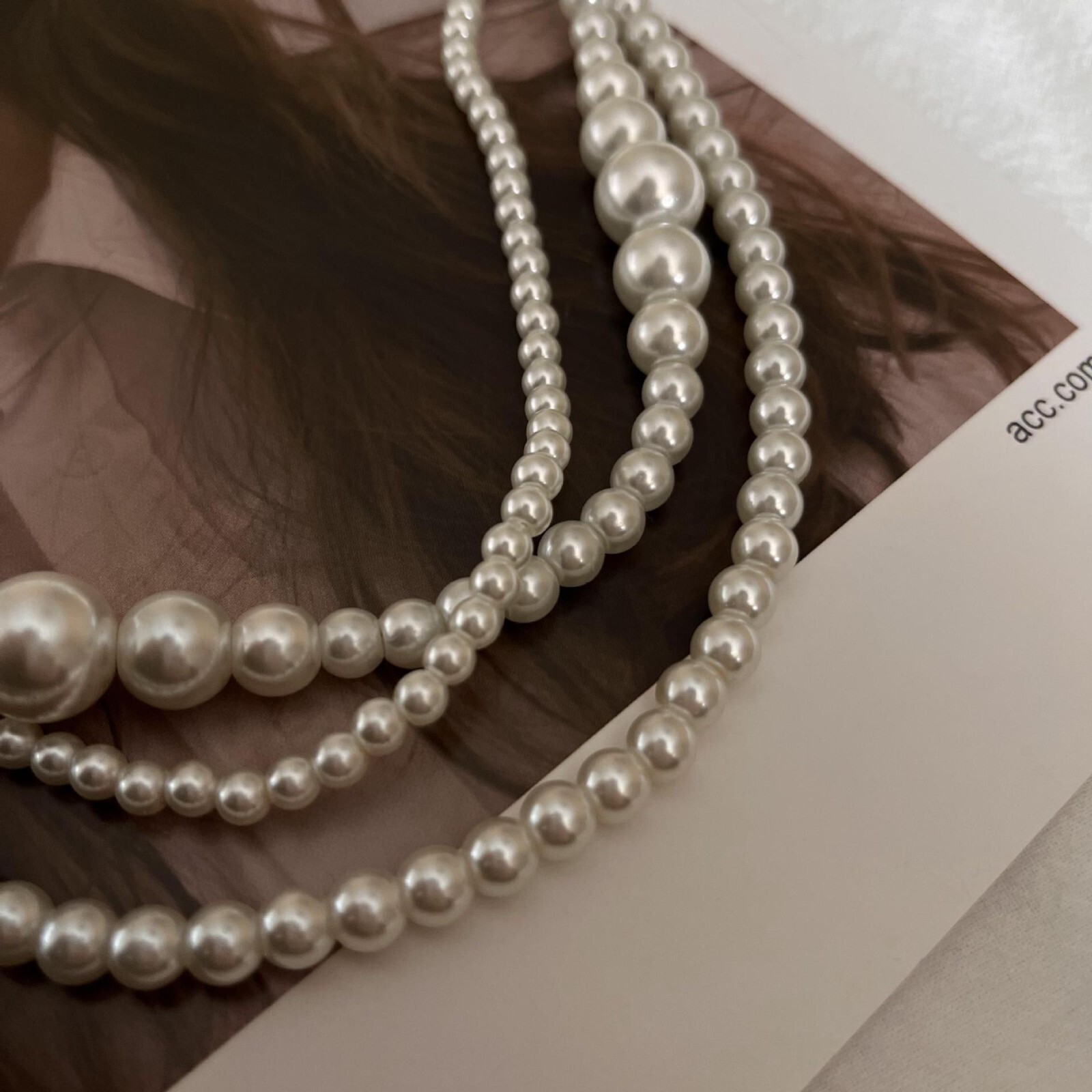 Triplet Layered Faux Pearl Necklace