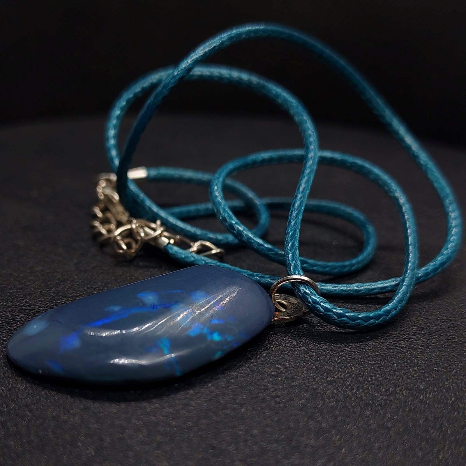 16.31ct Huge Solid Black Opal Lightning Ridge Vibrant Galaxy Polished Pendant✨️