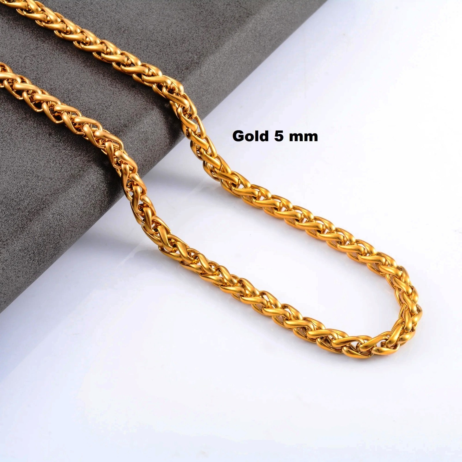 Foxtail Waterproof Necklace Silver/Gold Men Women, Braided Chain Stainless Steel