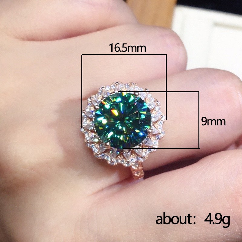 Chic Teal Green Ring Sparkly Cyan Crystal Band Modern Statement Fashion Jewelry