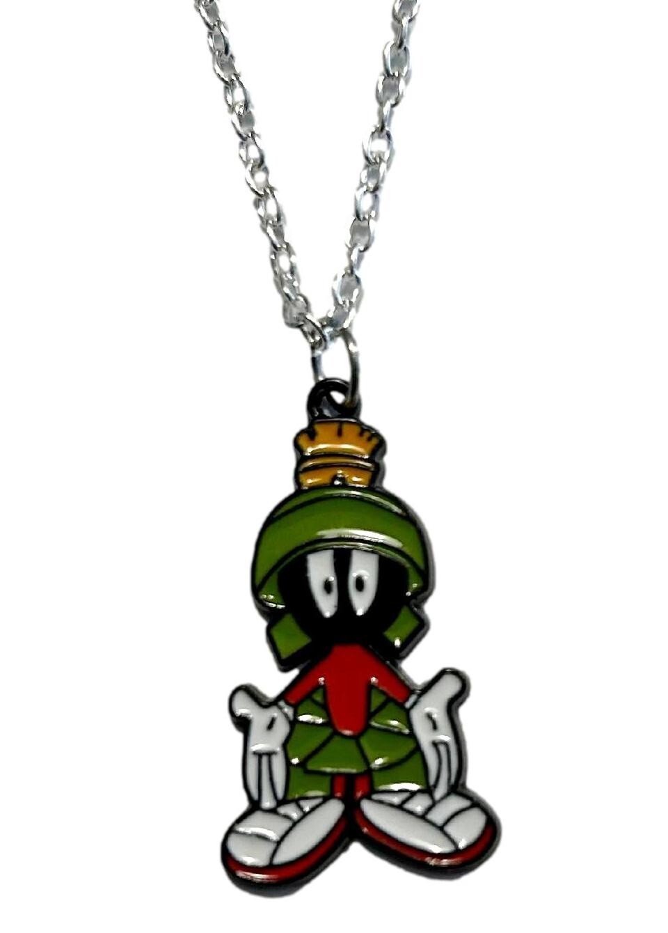 Marvin The Martian Cartoon Character Metal Enamel Pendant Necklace