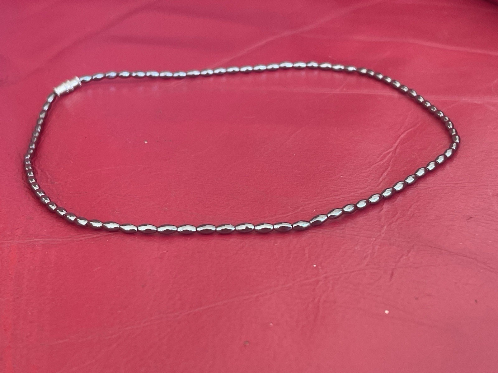 Black Hematite Fashion Jewelry Necklace Screw Barrel Clasp Classic 7 Inch