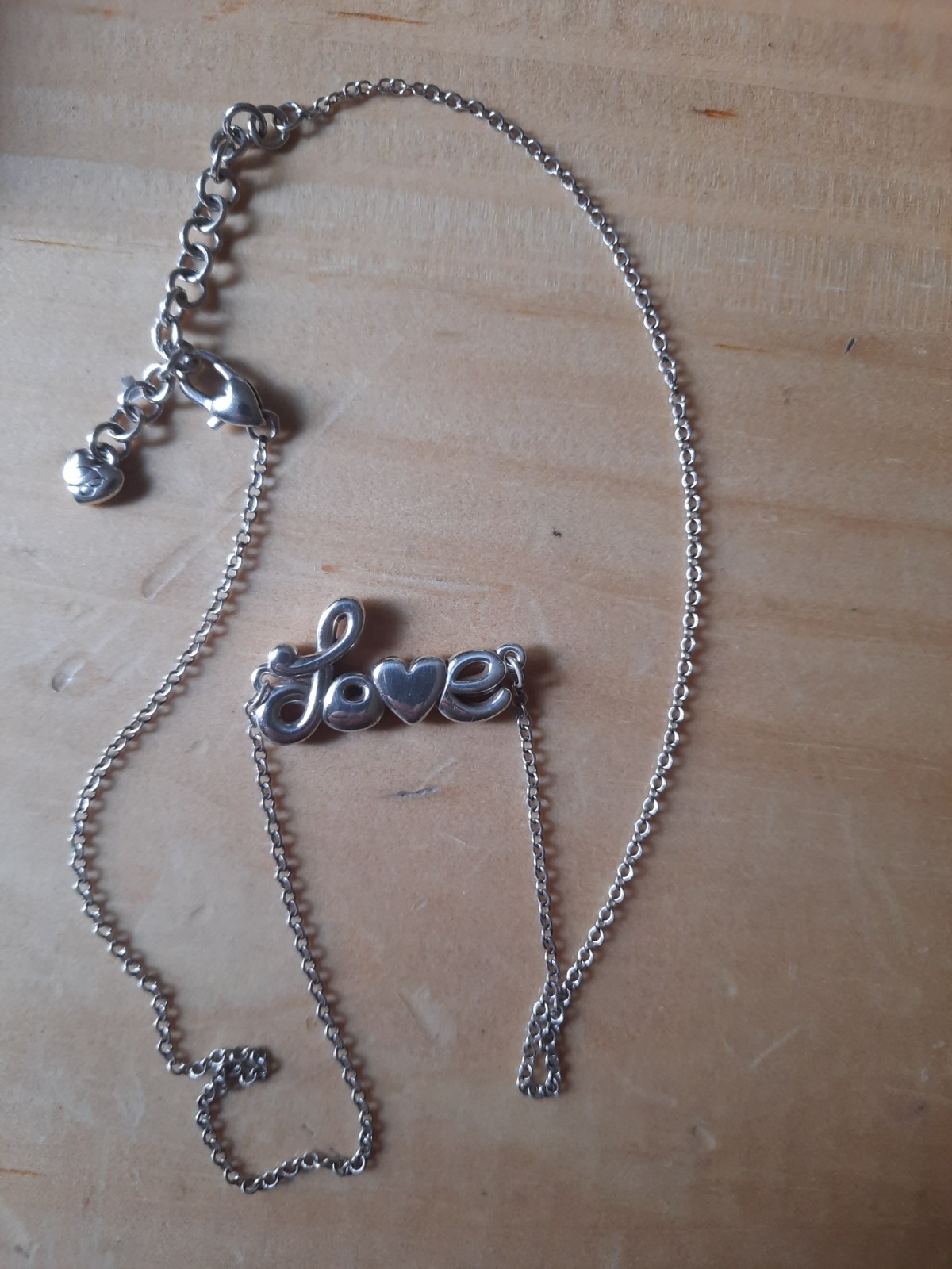 Love Heart Charm Pendant Necklace Silver Tone Adjustable Cable Chain Lobster