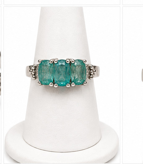 Statement Ring Grandidierite 3 Stone Ring 5 Sterling 925 Silver 1.66 TCW NEW!!