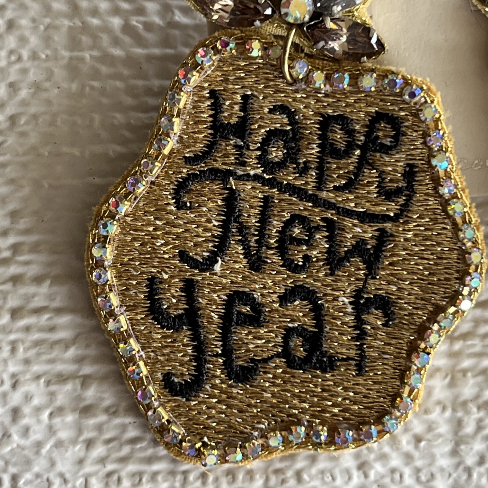 Happy New Year Themed Embroidered Dangle Earrings Jewelry