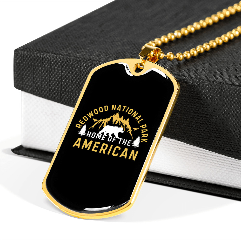 Camper Necklace Home of The American Necklace Stainless Steel or 18k Gold Dog T