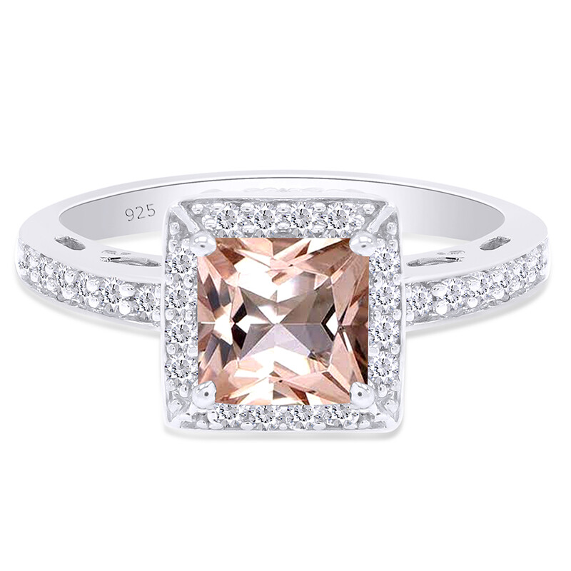 1.65 Ct Simulated Chocolate Framed Square Princess Halo Ring Sterling Silver 925