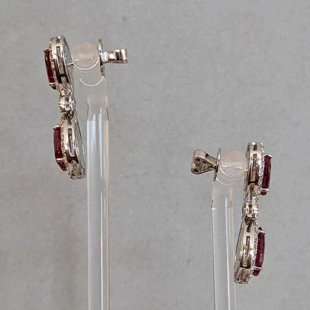 2.80Ct Pear Cut Lab-Created Red Ruby Women’s Drop Earring 14K White Gold Plated