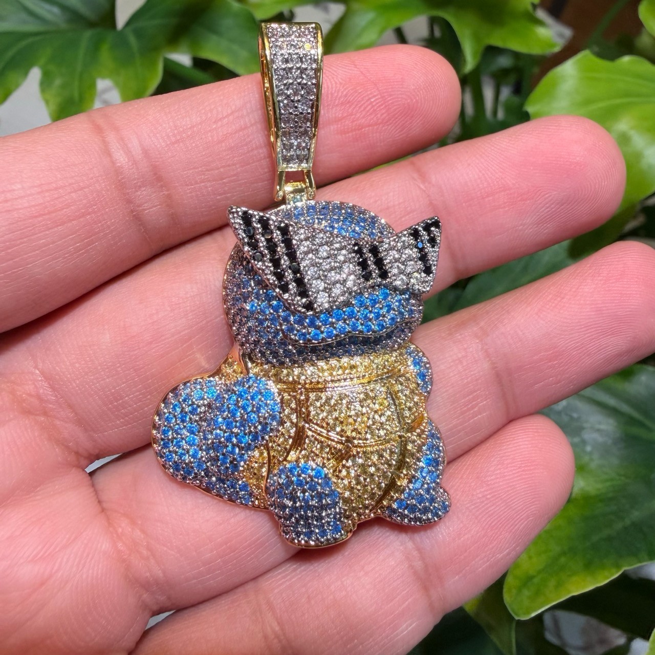 14K Gold Plated Cartoon Animal Pendant Iced CZ Bling AntiTarnish Rope Chain