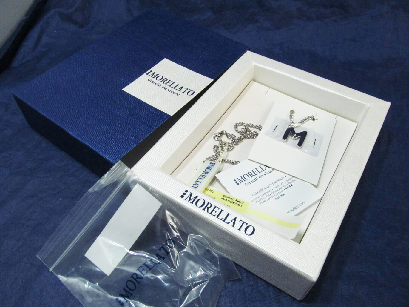 NEW Morellato Initial M Stainless Steel Necklace Diamond Chip Made in Italy