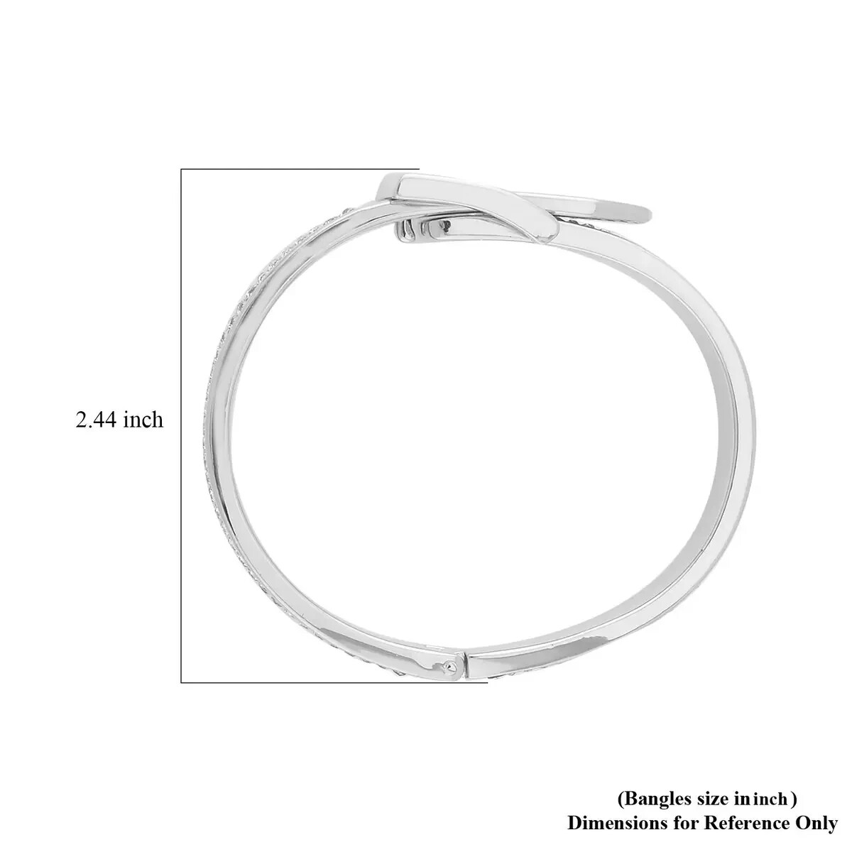 Austrian Crystal Buckle Bangle Bracelet in Silvertone (7.0 In)