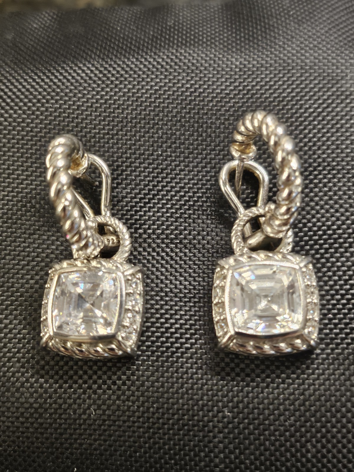 Judith Ripka Asscher Cut 5.25 TCW Diamonique Sterling Silver 1 1/8”