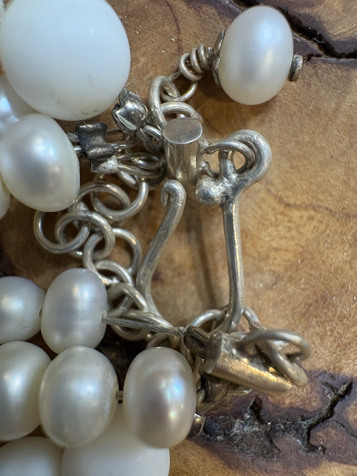 Pearl Necklace 3-Strand Baroque & Uniform Natural Pearls Opalite Beads 16”