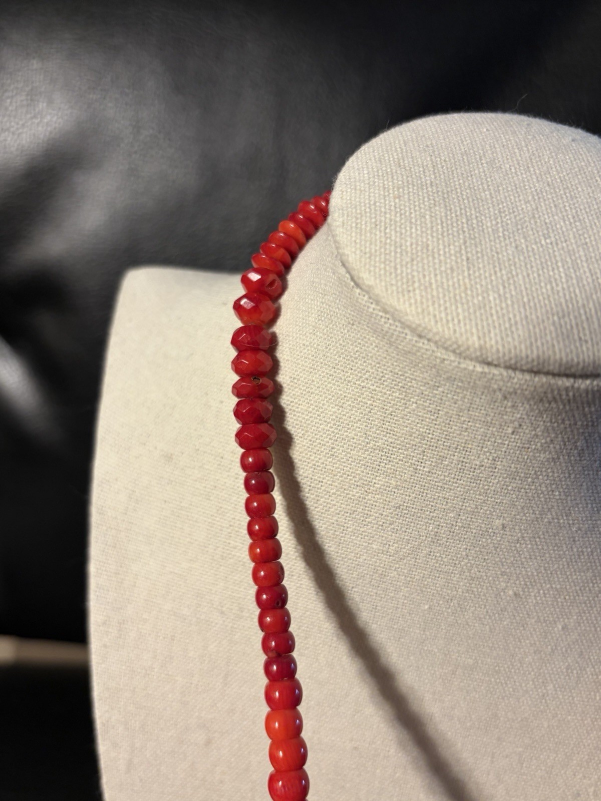Jay King Red Bamboo Sea Coral Necklace Adjustable 925 Clasp