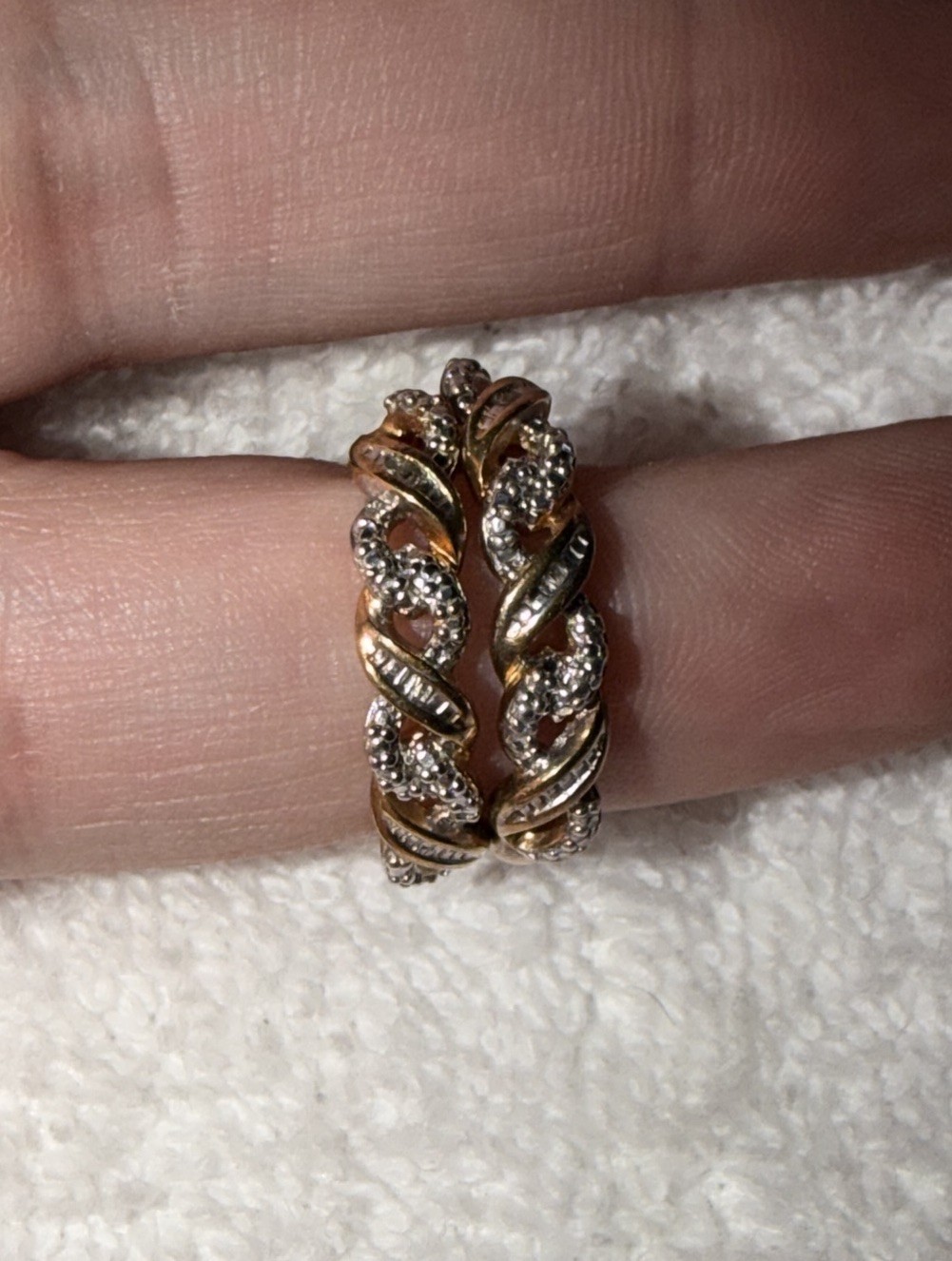 925 Sterling Silver Gold Tone Pavé CZ Twisted Huggie Hoop Earrings
