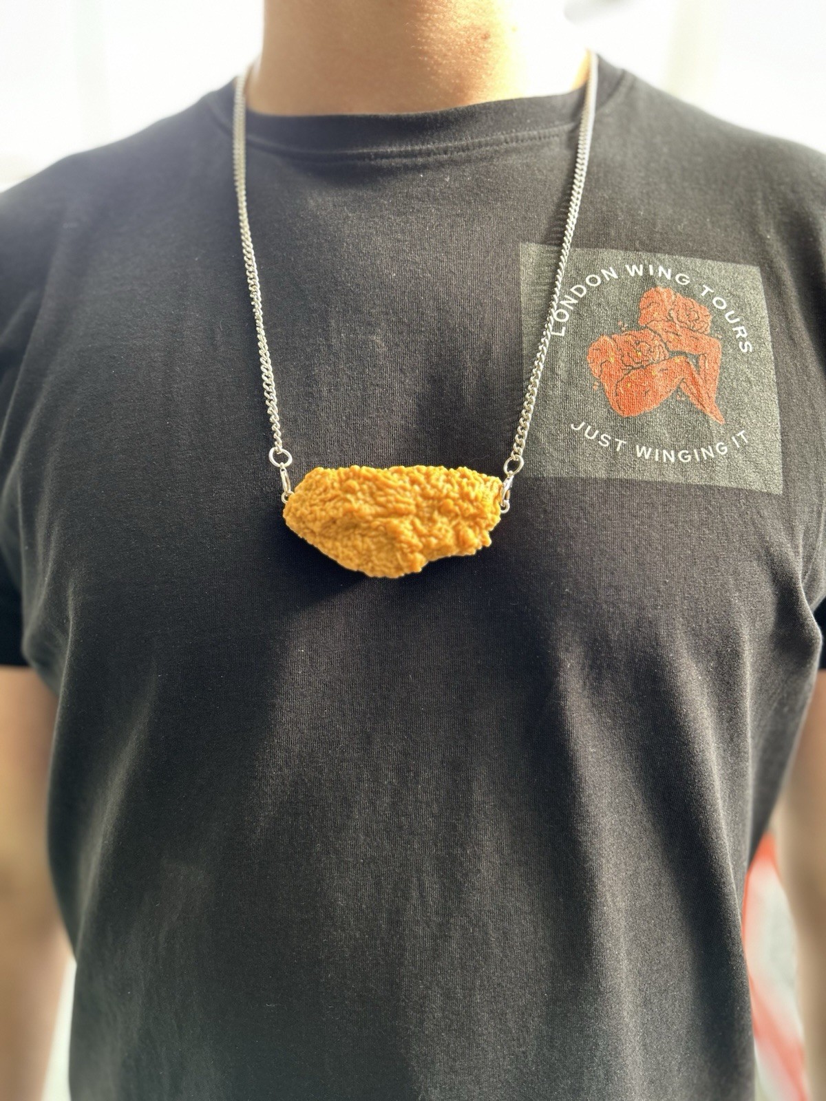 Fried Chicken Wing Novelty Pendant Necklace Funny Food Jewelry Gift