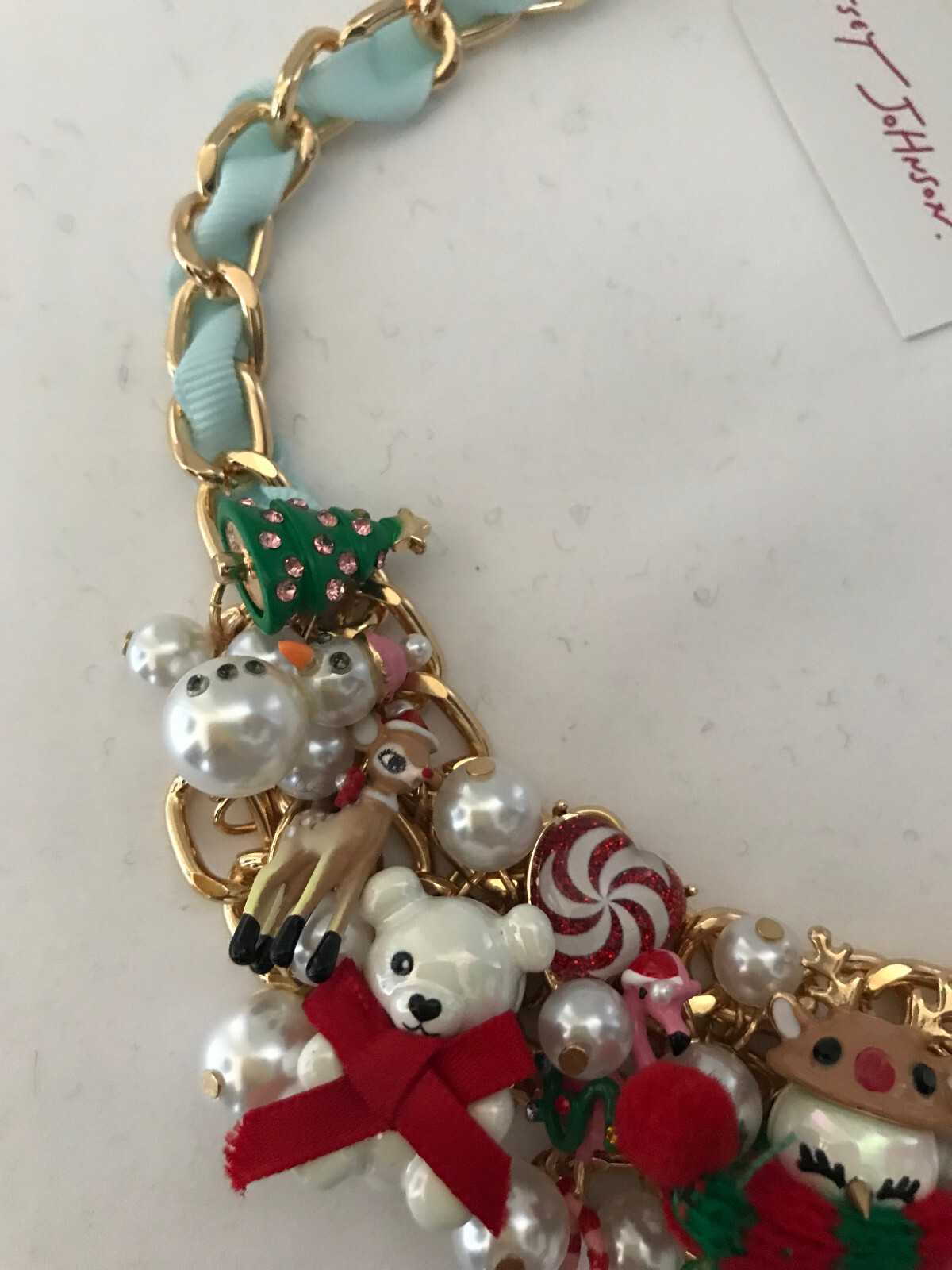 Betsey Johnson Christmas Tree Reindeer Snowman Statement Necklace Earrings New