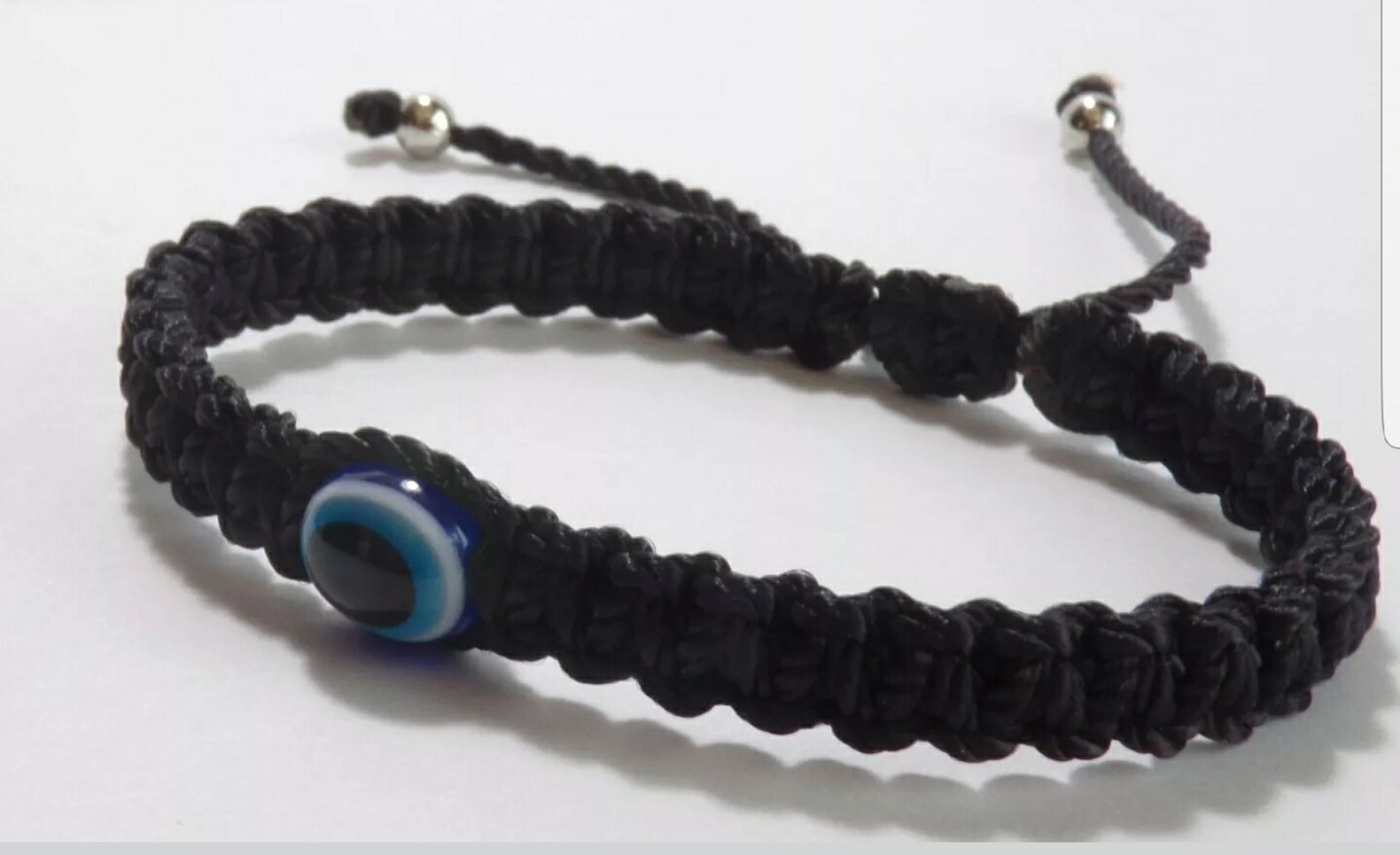 Evil Eye Amulet Good Luck black String Braided Bracelet -Evil Eye Protection adj