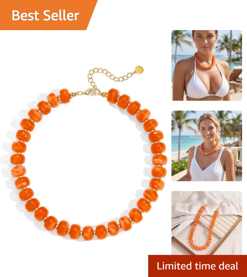 Unique Orange Chunky Bead Necklace with Extender Clasp – Chic Gift Idea