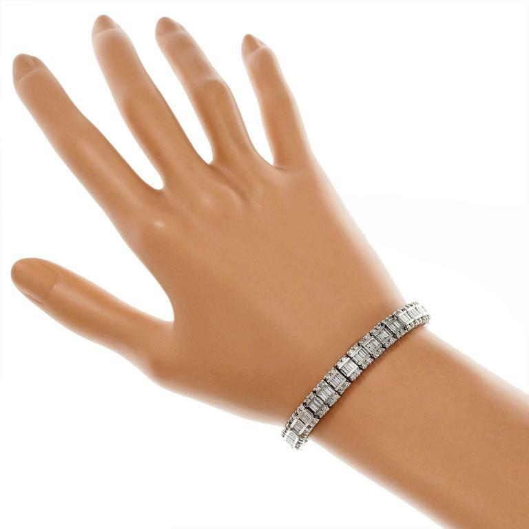 Shiny 5.26 Carat Round & Baguette Cubic Zirconia Stunning Engagement Bracelets