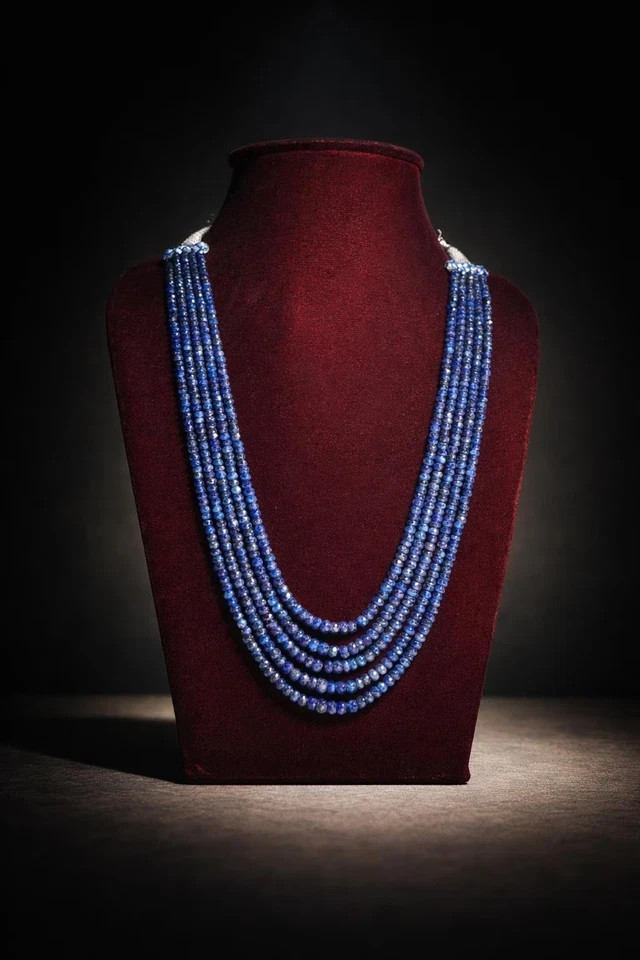 Natural Raw Ruby Multi Strand Necklace Ombre Faceted Gemstone Collar Gift