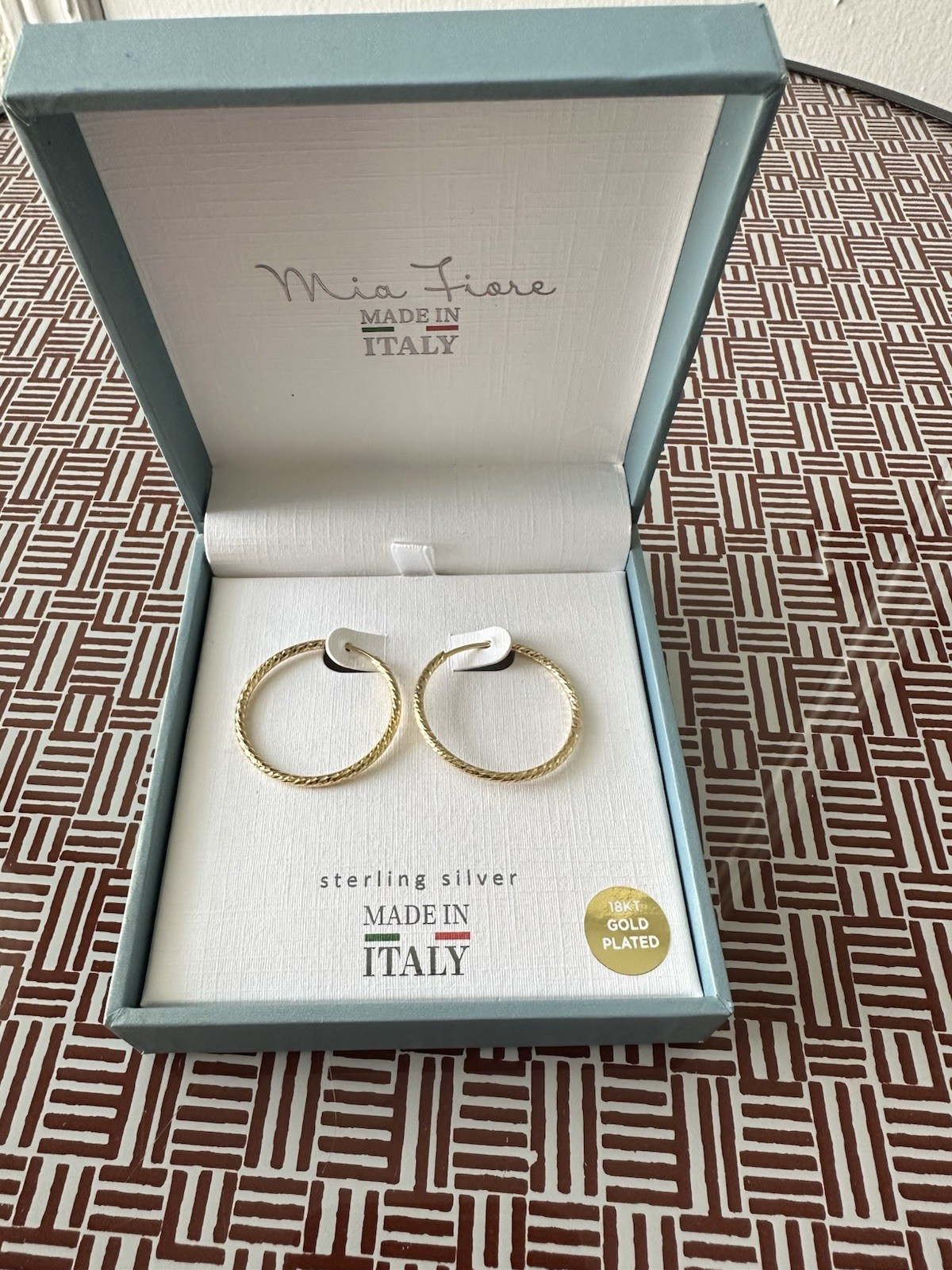 Earing 18 Kt Gold Plated Sterling Silver Made In Italy ￼￼