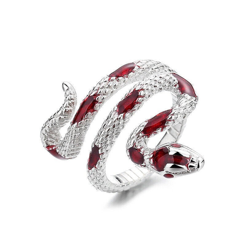 Elegant 925 Sterling Silver Charm Fashion King Cobra Snake Ring One Size Fit All