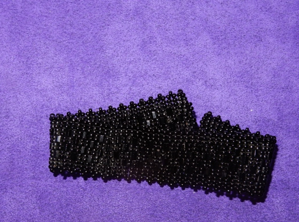 Jewelry- Beaded Black Bracelet with Loop Closure -Victorian Style – 7 in.