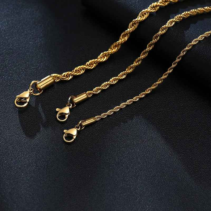 Unisex Rope Chain Bracelets for Men Women, Stainless Steel Twisted Links Chain